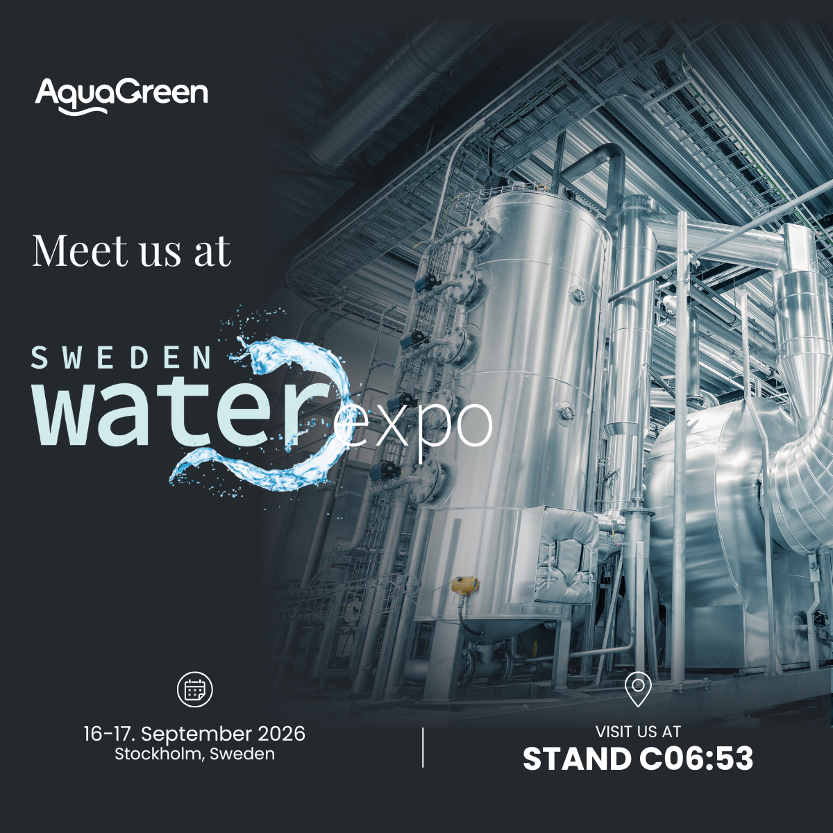 AquaGreen at Sweden Water Expo with integrated drying and pyrolysis